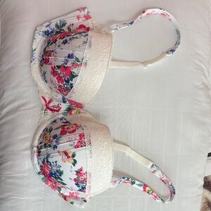 Floral Print Lace Bra